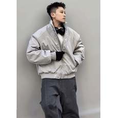 高品质春装新款老钱风美式高街解构立领棒球服飞行夹克潮休闲外套，男装夹克，电商A486