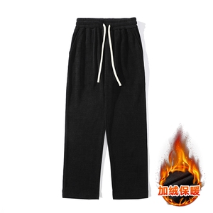 新款男设计感加绒潮牌ins风休闲裤白底平铺XD8812加绒-P65控98图片