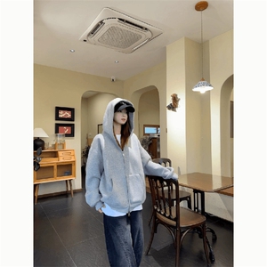 抖音得物品质二开26春装男女美式高街结构双拉链开衫卫衣外套图片