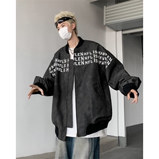 美式高街皮衣男士韩版潮宽松字母2025春季ins百搭外套W6018X-P75，男装皮衣，星座412-3