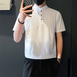 轻熟社会小伙店主风白色polo衫短袖t恤男A210-A318-p58孔78图片