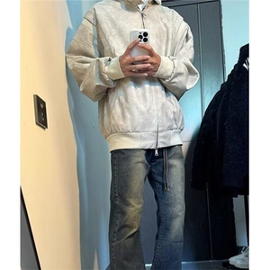 解构cleanfit棒球服外套男春季新款潮牌宽松立领飞行夹克 J46图片