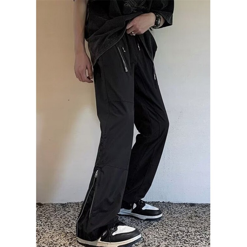 欧美高街vibe裤子男夏季裤脚拉链休闲裤纯色喇叭长裤NA18,男装休闲裤,星座1116A（原606A-3）