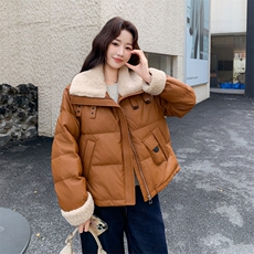 新款主推PU皮50绒羽绒服2671-P275-K398，女装短外套，2C129