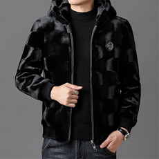 秋男士商务休闲纯色连帽夹克金貂绒外套中年时尚上衣ZX8907-P235，男装夹克，星座1105-3