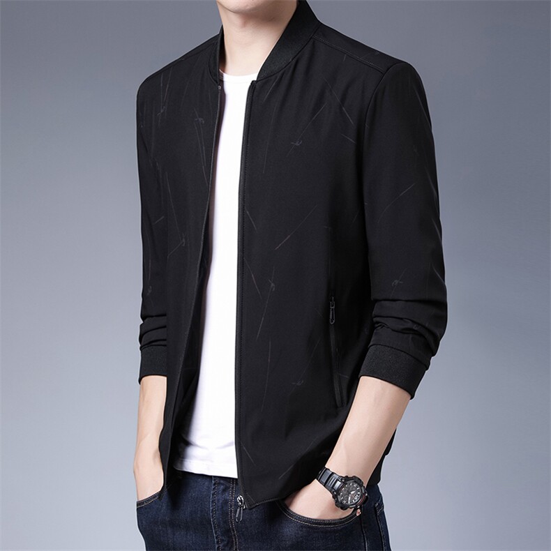 T3102男式2021年春季新款长袖夹克衫薄款外套爸爸装夹克P60图片