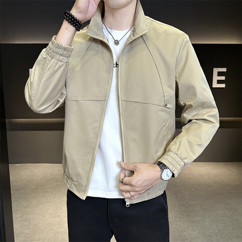 外套男2025款时尚立领百搭休闲纯色工装男夹克JK9215P90控138,男装夹克,星座914
