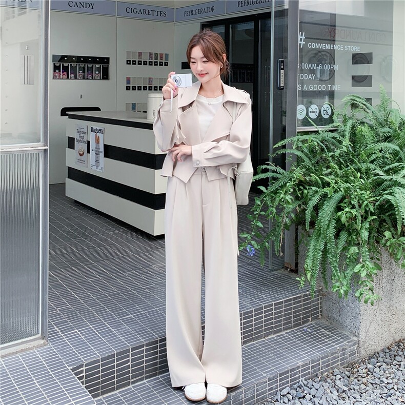 大货在店2C206-L576-P195-K288短外套+阔腿裤两件套,女装套装/套裙,2C206