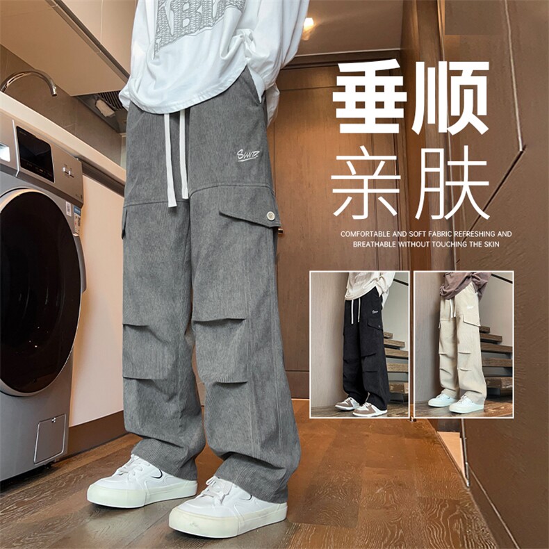 美式休闲裤子男款卫裤潮牌宽松高街复古直筒运动裤K530-P50图片