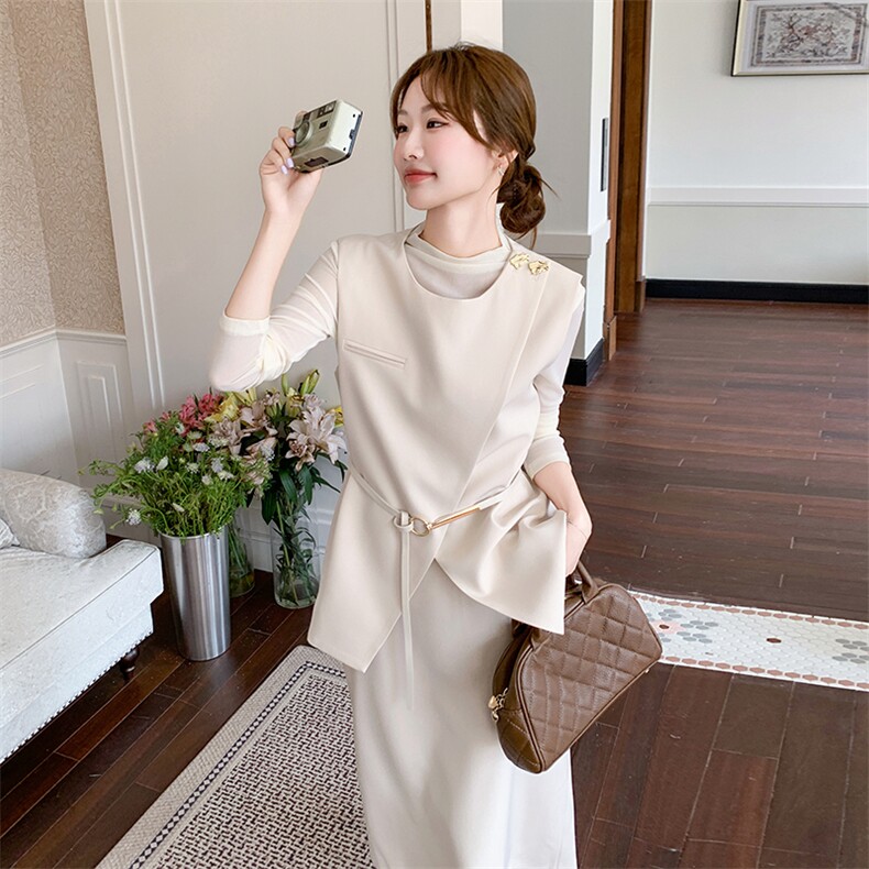 洋气时髦马甲半身裙套装女春季2025新款气质三件套绝美穿搭高级感,女装套装/套裙,2C232