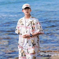 特P28无差价新款夏季时尚百搭衬衫-HC2207日系相机风3/10号到货，男装衬衫，电商A003