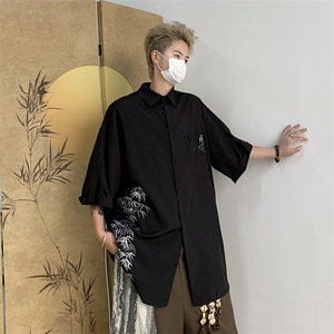男潮牌休闲衬衫男风衬衣垂感宽松新中式AA5003-P32