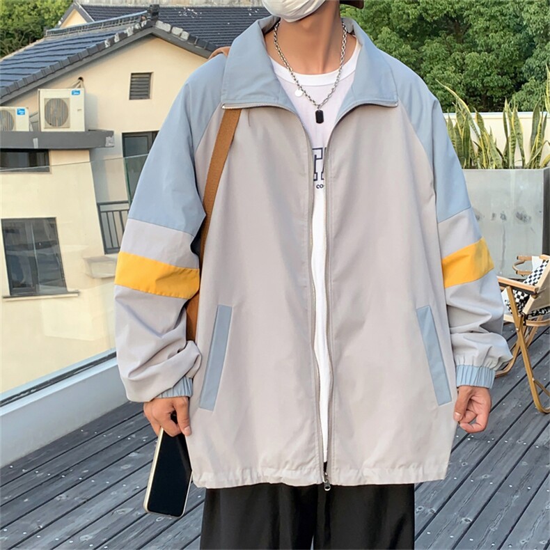 JK6090/P75秋装新款男撞色两面穿夹克男两面服宽松大码学生外套,男装夹克,电商A141