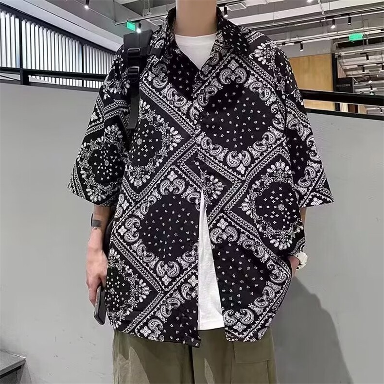 花衬衫男短袖夏季薄款卡通睡衣宽松夏威夷衬衣外套休闲上衣潮,男装衬衫,星座1210-1