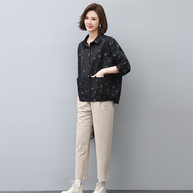 2023年春季新款潮韩版夹克女长袖宽松显瘦休闲两件套装图片