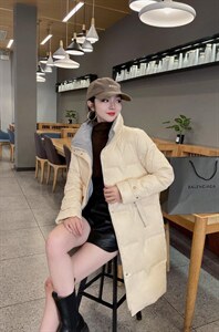 冬季羽绒服 拼色长款,女装羽绒服,斐伦缇娜