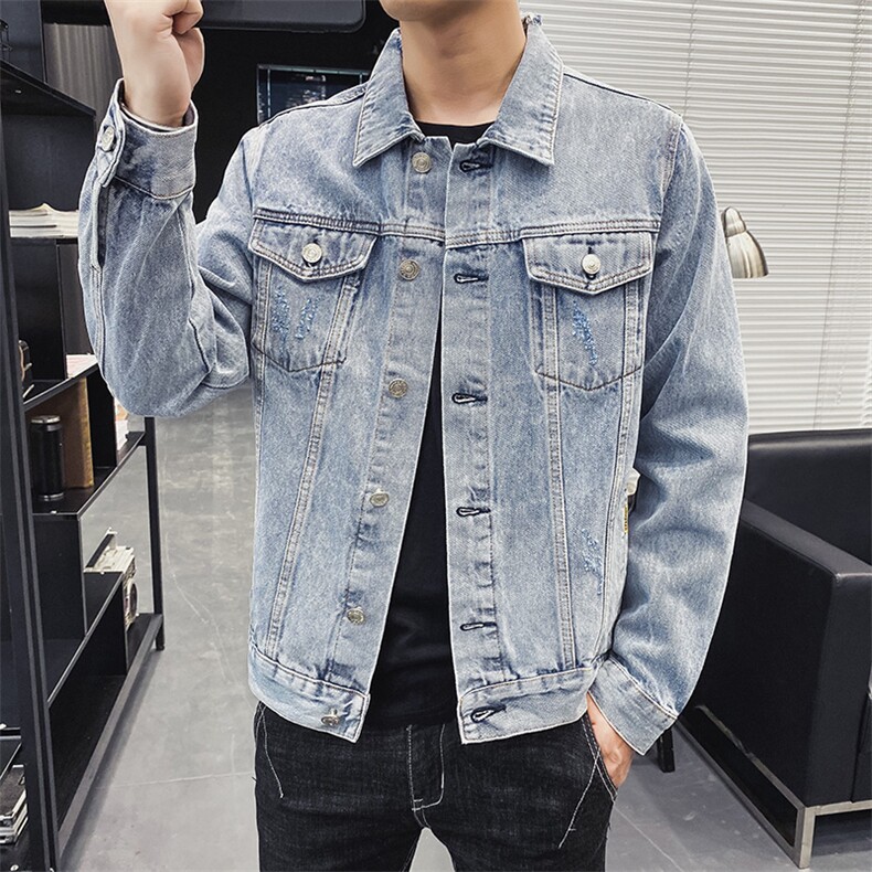 店主风秋季新款男士韩版休闲牛仔夹克潮流男装上衣服外套8161,男装夹克,电商A318