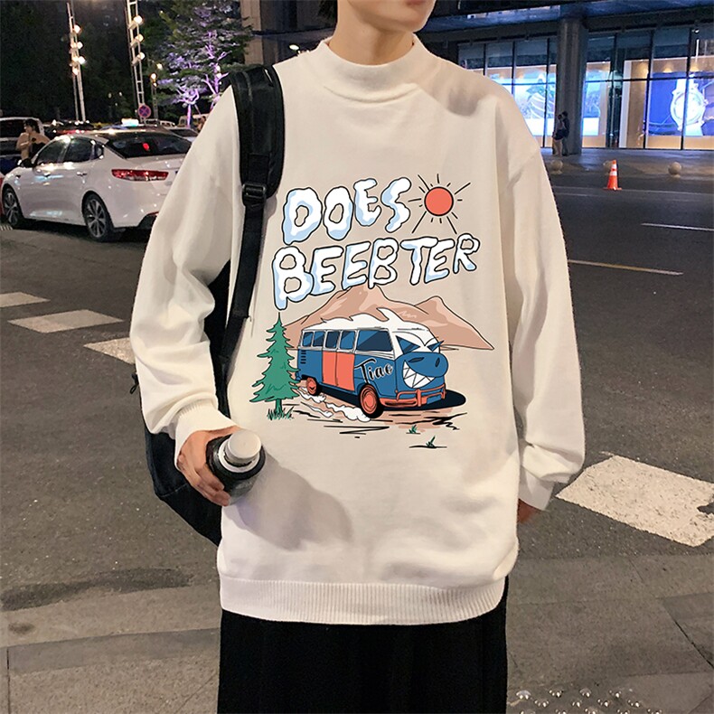 半高领毛衣男士大码针织衫男毛线衣男M18269-P45加绒款-P65，男装针织衫/毛衣，电商A040