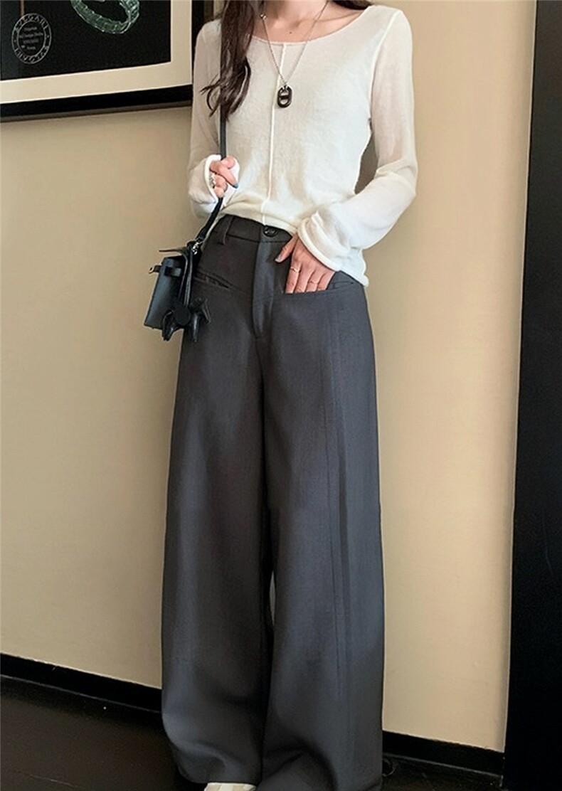 高级感设计叠褶秋冬西装裤百搭阔腿裤图片