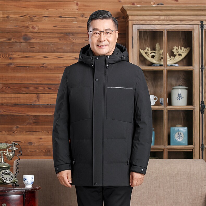 大货主推新款毛领可拆卸帽中老年羽绒服外套男士爸爸装羽绒服大衣,男装羽绒服,钱塘723
