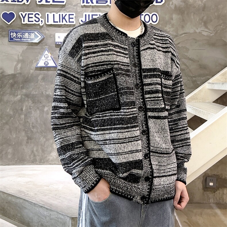 港风秋款男圆领套头小香风毛衣宽松针织衫线衣外套M875P55,男装针织衫/毛衣,星座1013-1