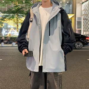 港风拼接上衣夹克宽松落肩拼色冲锋衣外套 JK839 P75图片