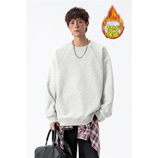 港风340g华棉加绒保暖宽松解构长袖圆领卫衣男W50982J加绒特P27，男装棉衣，电商A001