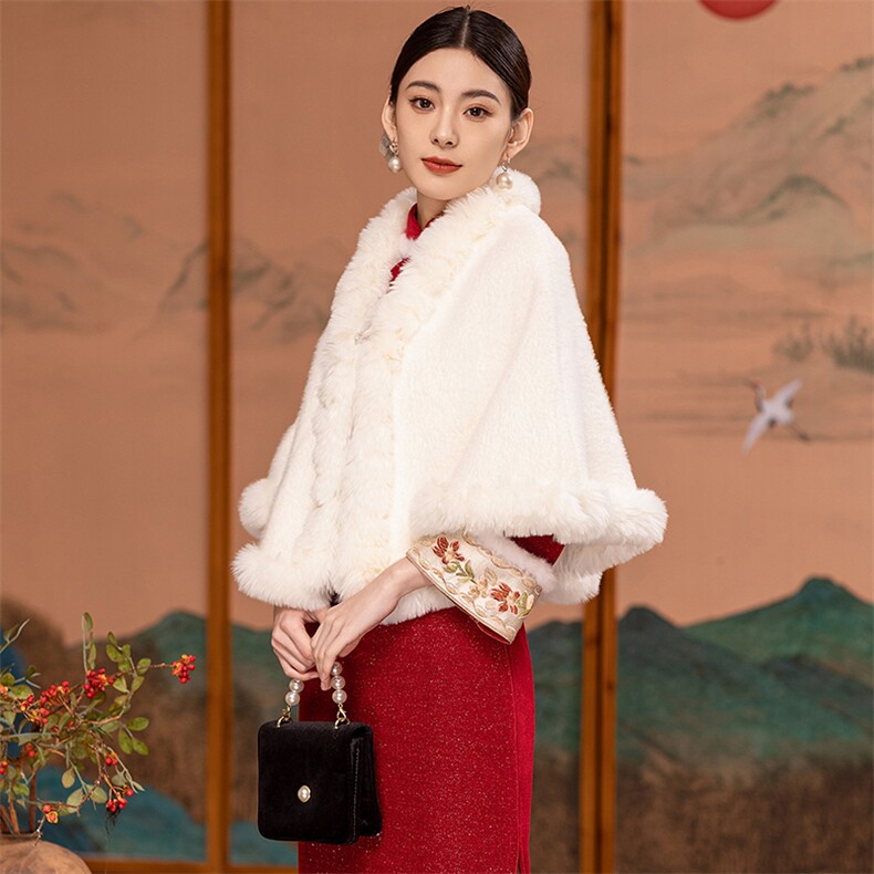 芷墨冬季新款复古中式简约通勤短款斗篷外套显高显瘦加绒短外套女,女装短外套,芷墨服饰