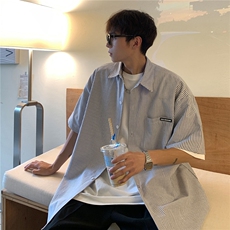 情侣装夏装2026新款短袖衬衫港风男女半袖衬衣团购HK14-P43领带3，男装T恤，电商A233-1