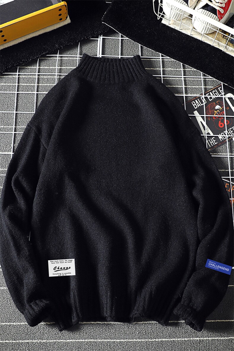 M18062-P45加绒款-P65半高领毛衣男士大码针织衫男毛线衣男线衫,男装针织衫/毛衣,电商A040A