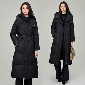 长款羽绒服女冬季2024新款过膝高级感时尚收腰加厚保暖白鸭绒外套图片