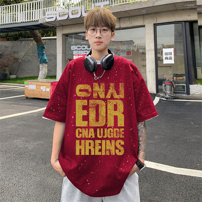 可48小时发货支持抖音得物来样二开美式满天星亮片短袖T恤MTX710,男装T恤,电商A486-1