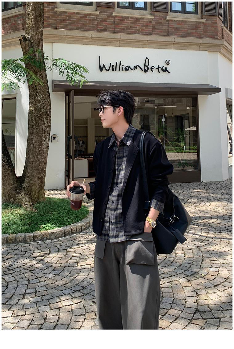 JK728-尺码S-2XL-特P68-现货5万件-假两件拼接新贵衬衫针织衫外套,男装衬衫,星座1811B