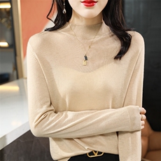 春秋新款精纺薄款80支羊毛衫女半高领宽松长袖纯色针织打底上衣,女装羊毛衫,君贝羊绒,清河羊绒市场 春秋新款精纺薄款80支羊毛衫女半高领宽松长袖纯色针织打底上衣,女装羊毛衫,君贝羊绒,清河羊绒市场