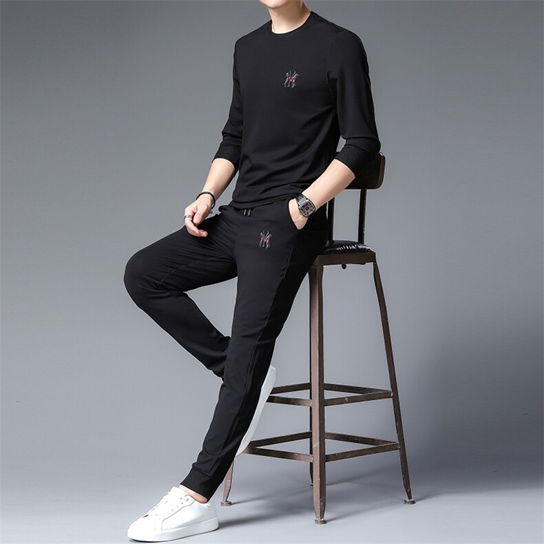ANT8050钱塘2020-3秋季新款时尚圆领男士套装休闲运动两件套P117,男装休闲套装,钱塘207-3