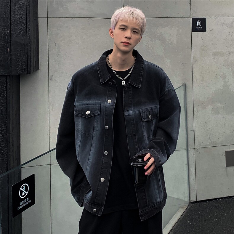 痞帅牛仔外套男春秋美式水洗做旧飞行员夹克情侣上衣JK101-特P68,男装夹克,电商C307