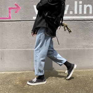 秋季新款百搭牛仔裤男 港风宽松直筒小脚九分裤休闲裤 K807/P45图片