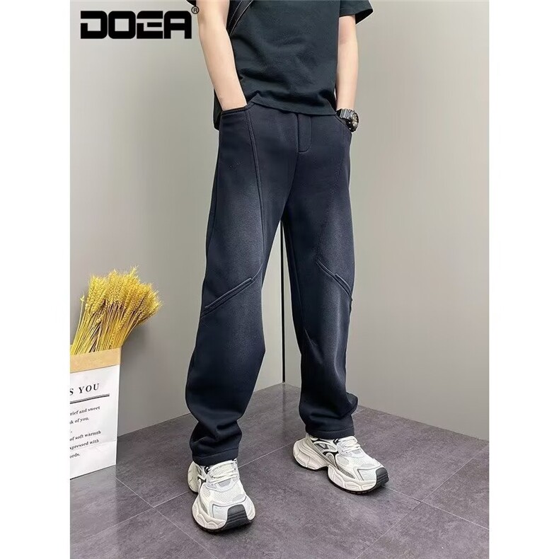 1506-1/KC841/P59黑色微喇牛仔裤男秋冬加绒窄版显瘦弯刀裤子,男装牛仔裤,星座1506-1