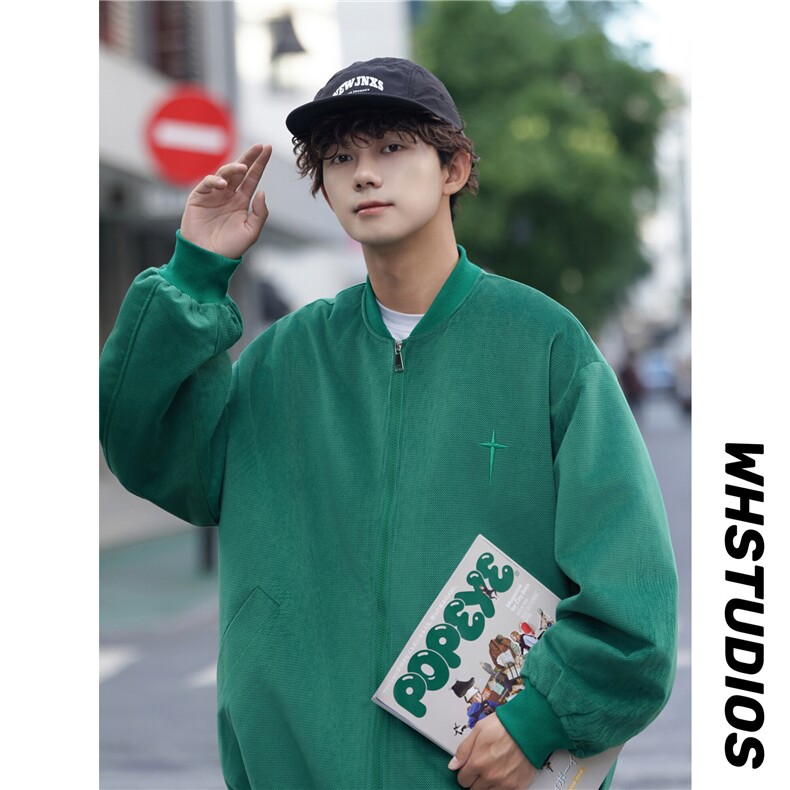 现货2026春刺绣工艺棒球服港风高街美式中性夹克男女外套W326TP55，男装夹克，电商A170