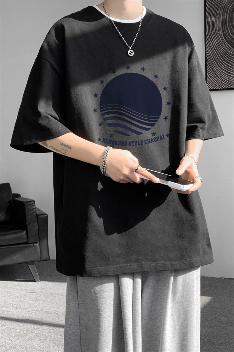 ！版权！2025夏季新款纯棉印花短袖百搭半袖衫T2477特P19,男装T恤,电商B220