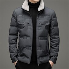 2023冬季脱卸毛领短款羽绒服男款中年装加厚外套XXH9611-P220图片