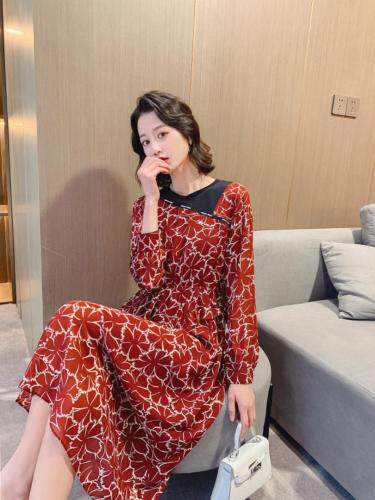 【现货】2021春季新款休闲修身显瘦连衣裙，女装连衣裙，荷塘月色