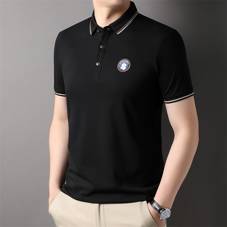 保罗polo衫男士夏季新款中年商务休闲刺绣翻领内搭上衣T恤图片