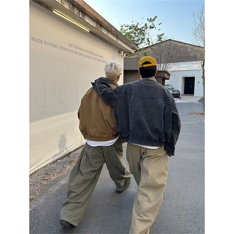 复古简约拖地弯刀裤男女宽松休闲阔腿休闲工装裤网图GKA8209-p55,男装工装外套,星座302B