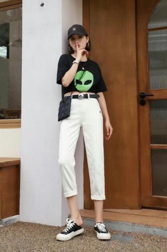 简单百搭绣花小脚裤,女装,七彩布衣