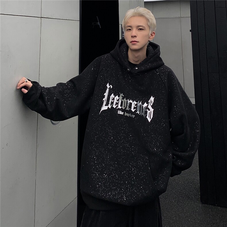 满天星长袖卫衣男春秋季新款美式感连帽宽松外套金属印花W88-P68,男装卫衣,电商C307