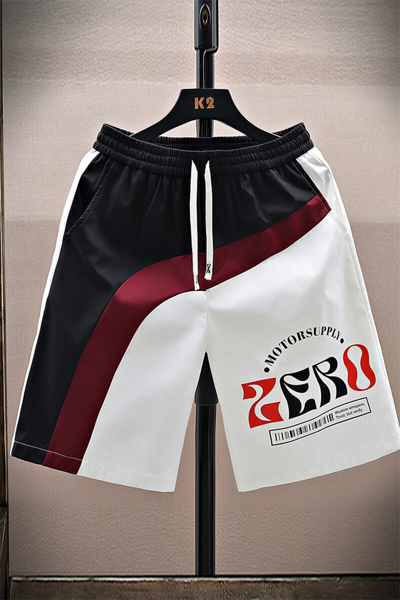 夏季五分裤男拼接色时尚休闲冰丝速干短裤宽松沙滩裤-DK35-P22,男装牛仔裤,星座310B-3