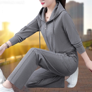 休闲运动服套装女2025新款春秋洋气减龄女装连帽卫衣两件套