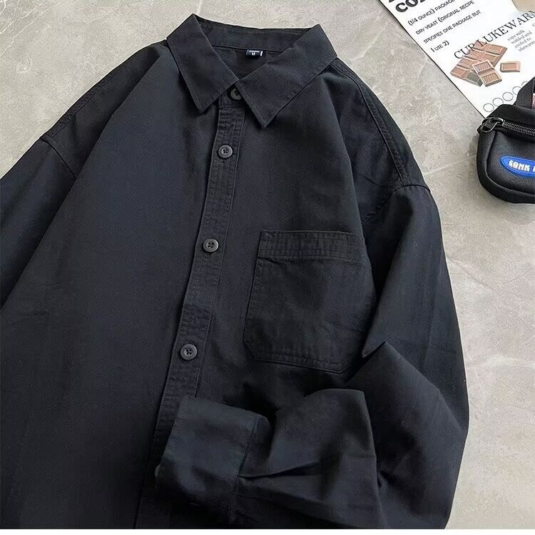 春高级感工装长袖衬衫男潮百搭日系宽松时尚休闲衬衣LS924P37,男装衬衫,星座1013-5