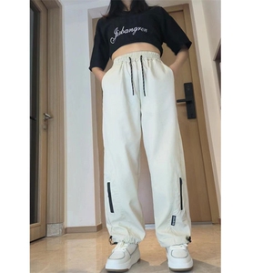 抖音直播男女同款冰丝冲锋裤拉链抽绳直筒长裤A023 P40图片